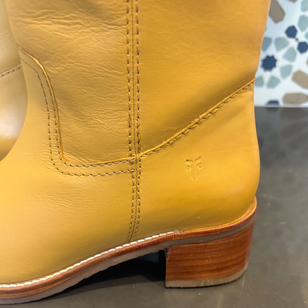 Frye Yellow boots, brand new with tags, women’s size 8. Accepting offers! - Picture 3 of 7